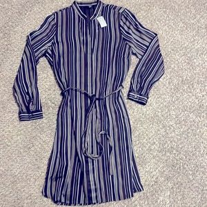Ann Taylor Petite Timeless Navy Shirt Dress, NWT